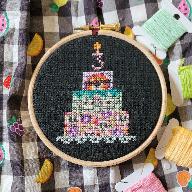 Patrón de Punto de Cruz Gratis: Pastel de Cumpleaños