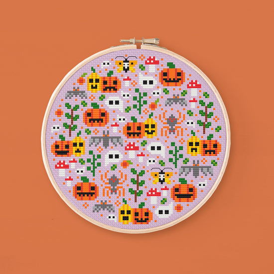 Mini Halloween Garden - Pumpkin Field - Digital Pattern