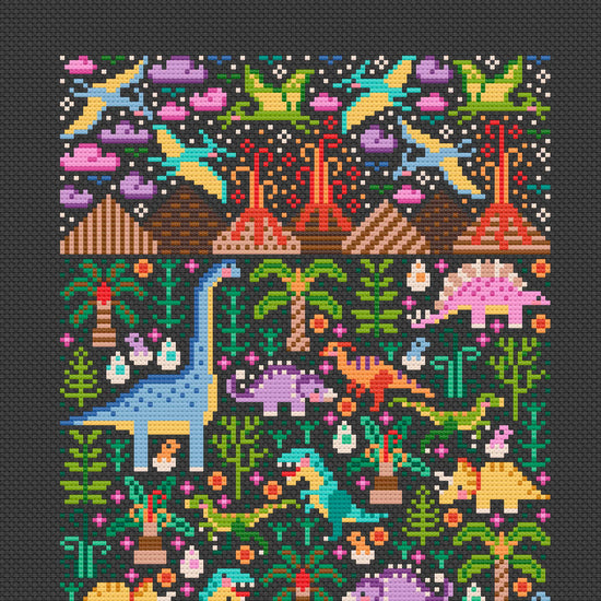 Cross Stitch PDF Pattern - Dino Garden