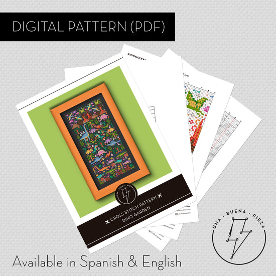 Cross Stitch PDF Pattern - Dino Garden