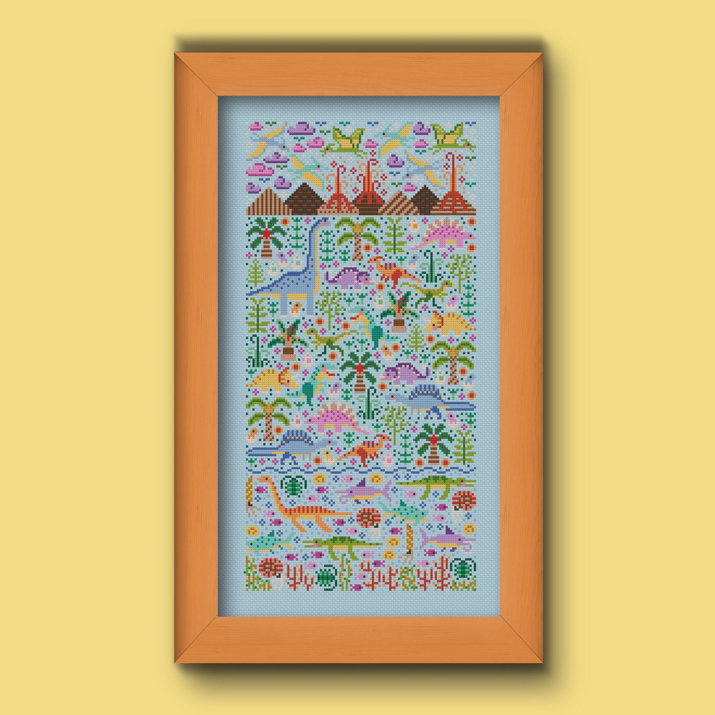 Cross Stitch PDF Pattern - Dino Garden