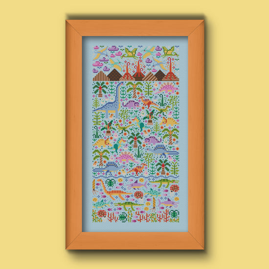 Cross Stitch PDF Pattern - Dino Garden