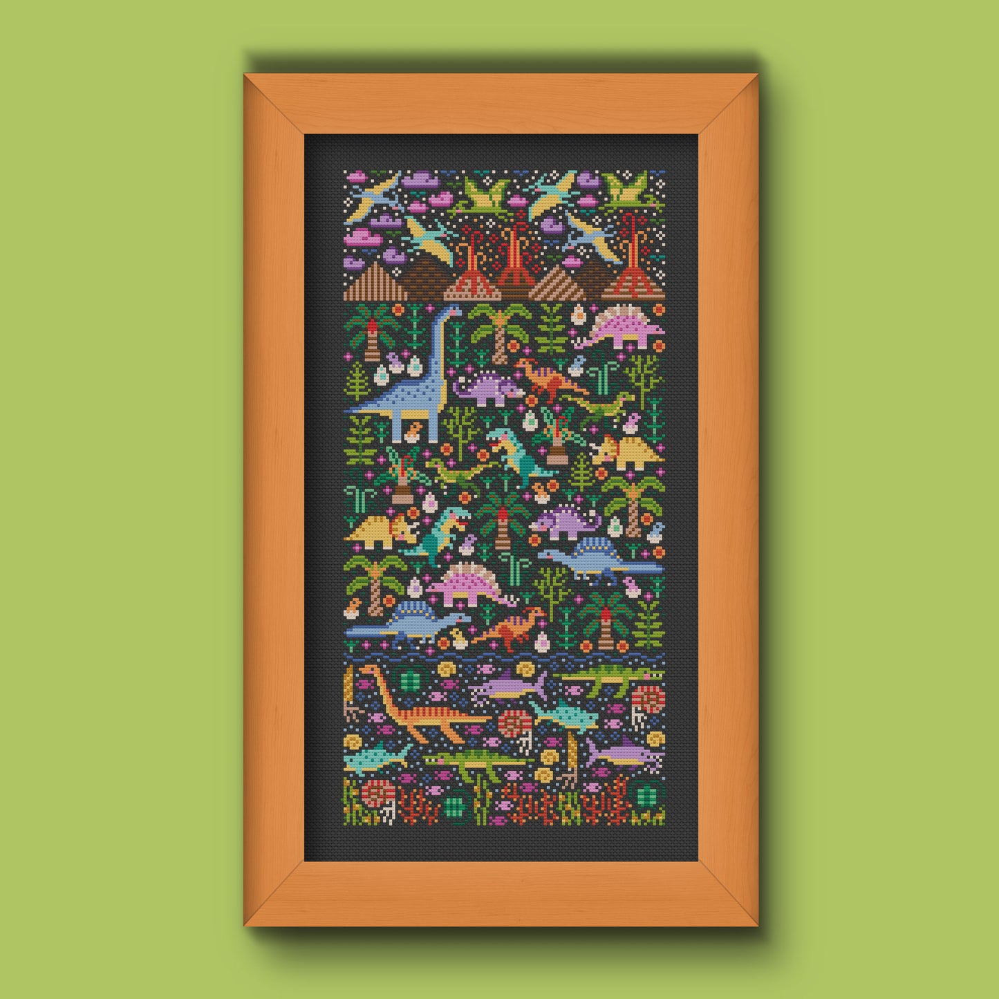 Cross Stitch PDF Pattern - Dino Garden