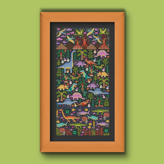 Cross Stitch PDF Pattern - Dino Garden