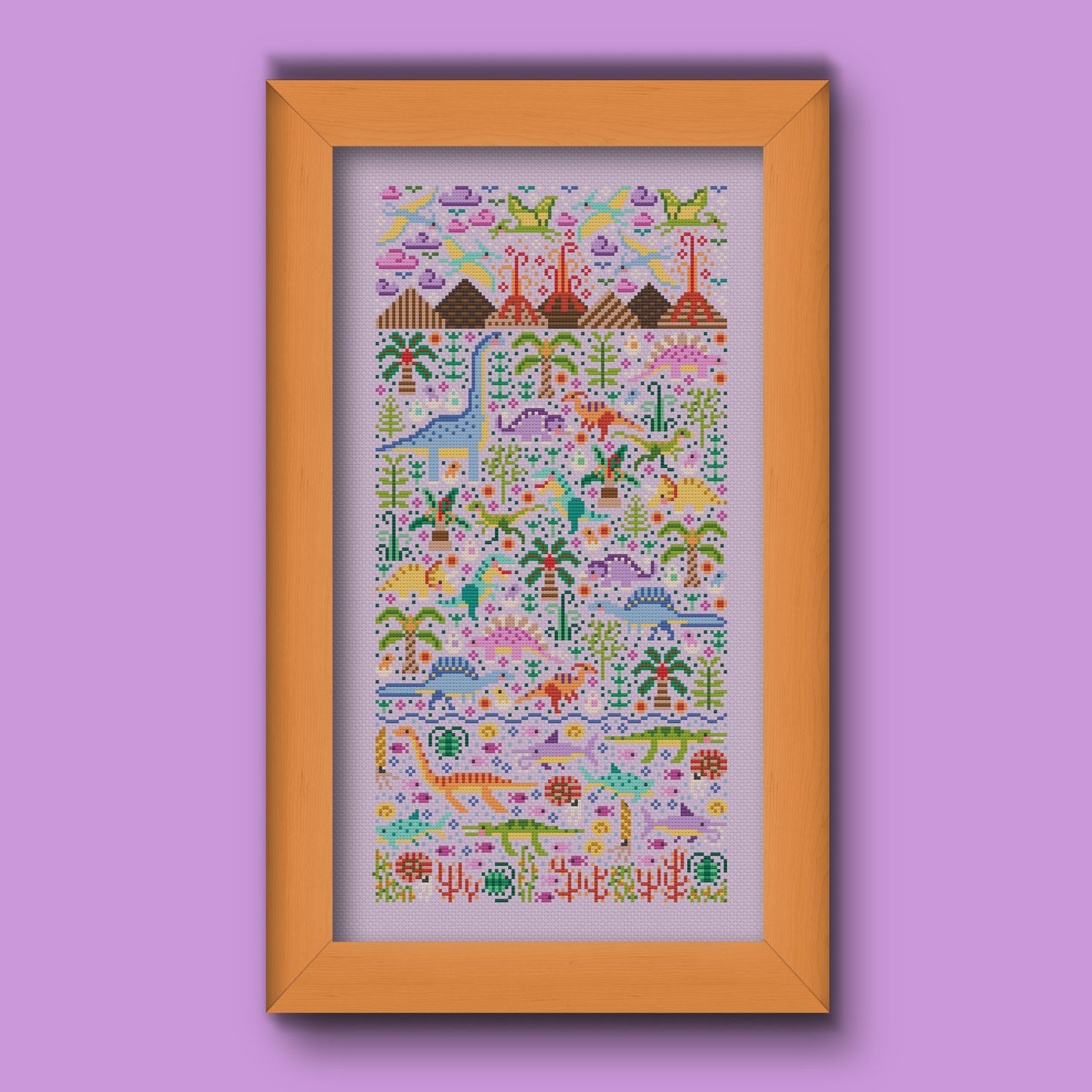 Cross Stitch PDF Pattern - Dino Garden