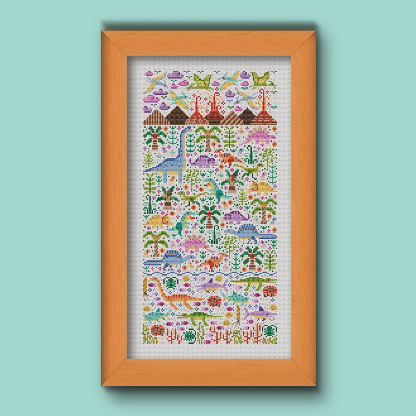 Cross Stitch PDF Pattern - Dino Garden