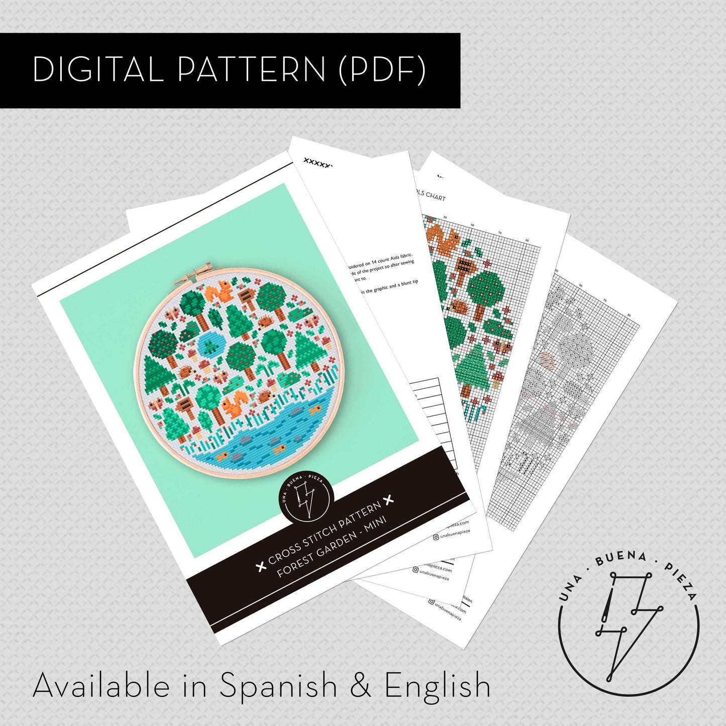 Esquema a Punto de Cruz en PDF - Mini Forest Garden