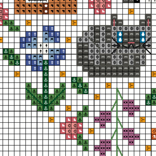 Esquema a Punto de Cruz en PDF - Mini Jardín de los Gatos