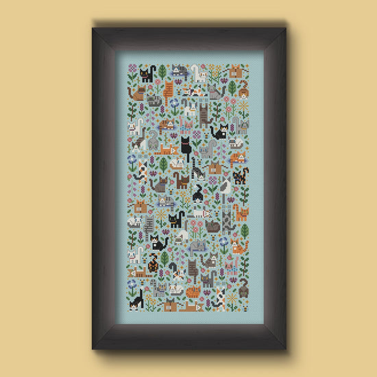 Cross Stitch PDF Pattern - Cat Garden