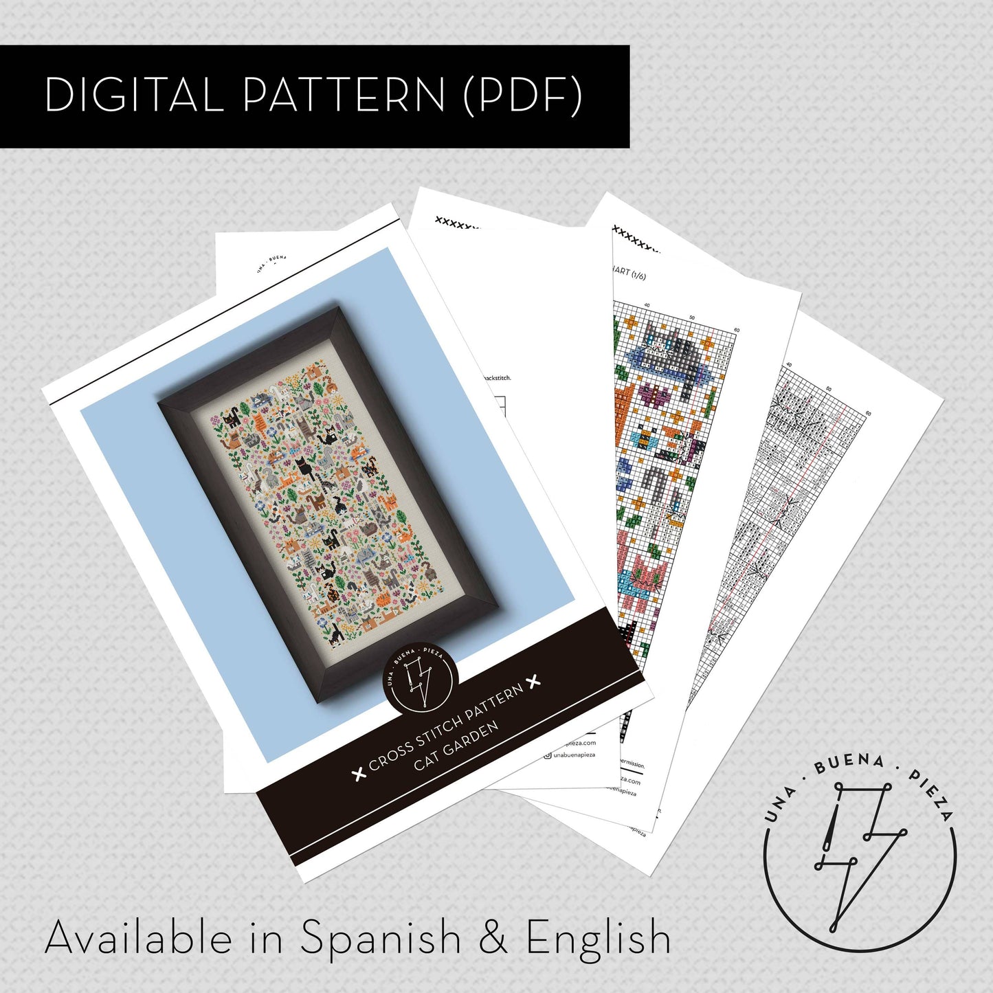 Cross Stitch PDF Pattern - Cat Garden