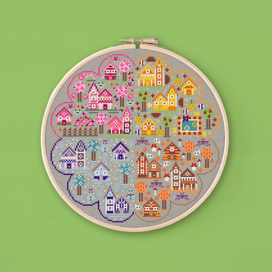 Cross Stitch PDF Pattern - Seasons Town