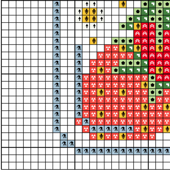 Esquema de punto de cruz en PDF - Tarro con Fresas y Fantasmas