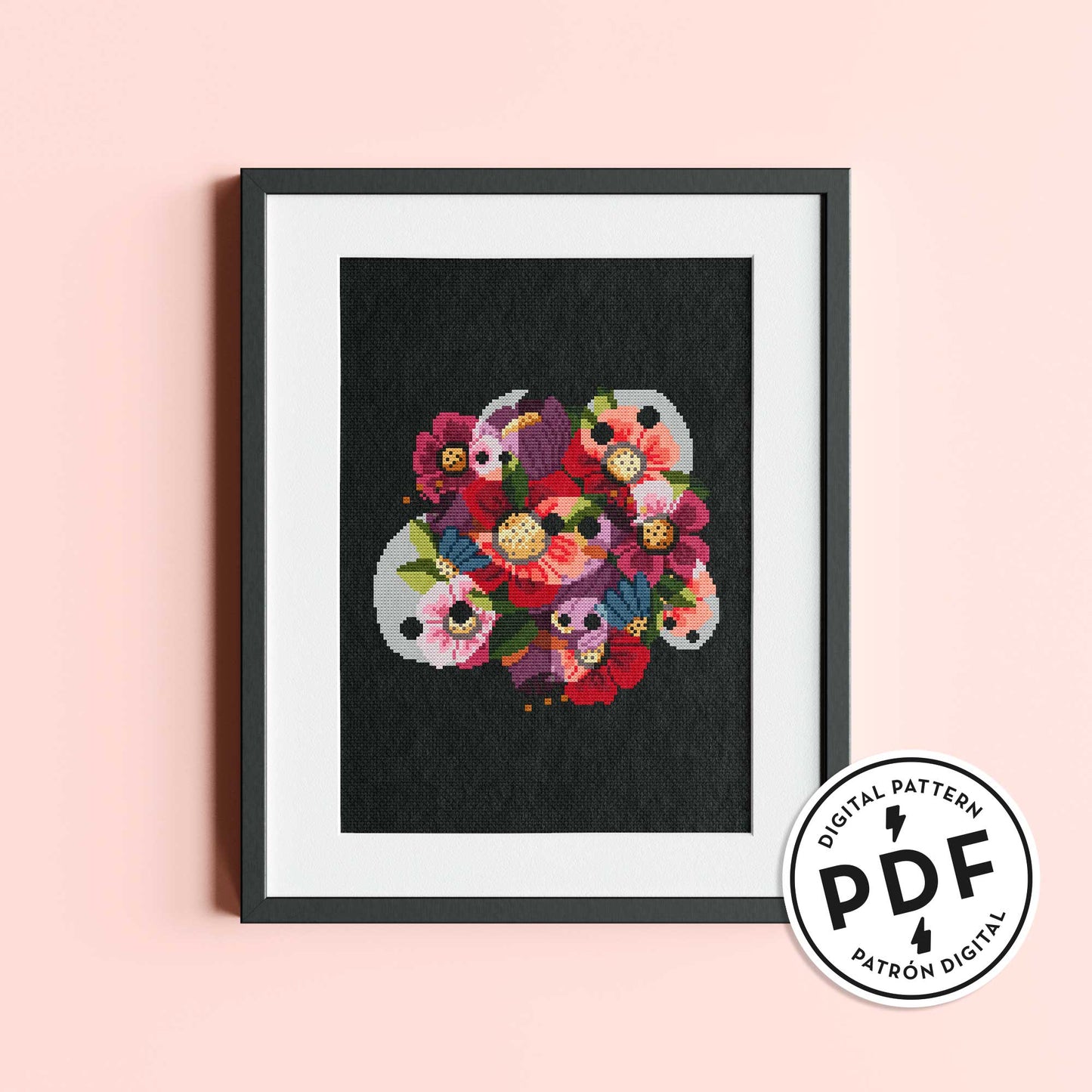 Cross Stitch PDF Pattern - Flowers and Ghosts
