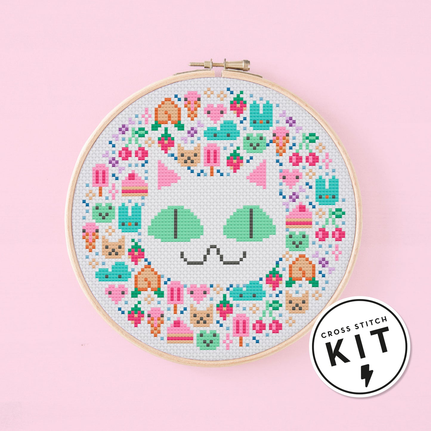 Load image into Gallery viewer, Kawaii Cat - Cross Stitch Kit
