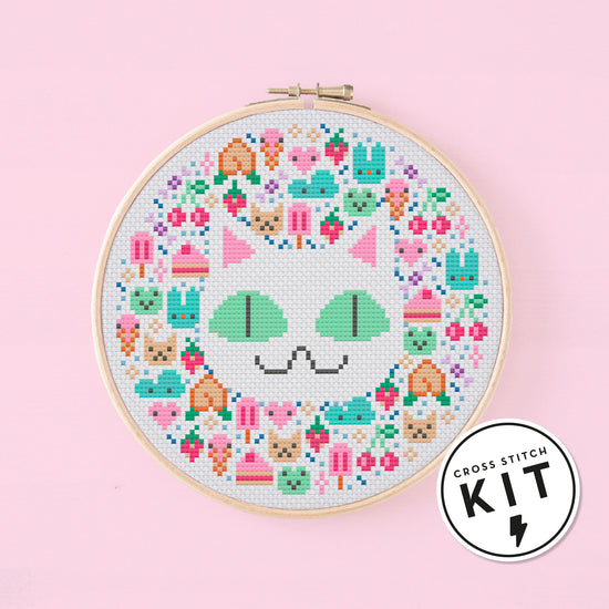 Load image into Gallery viewer, Kawaii Cat - Cross Stitch Kit
