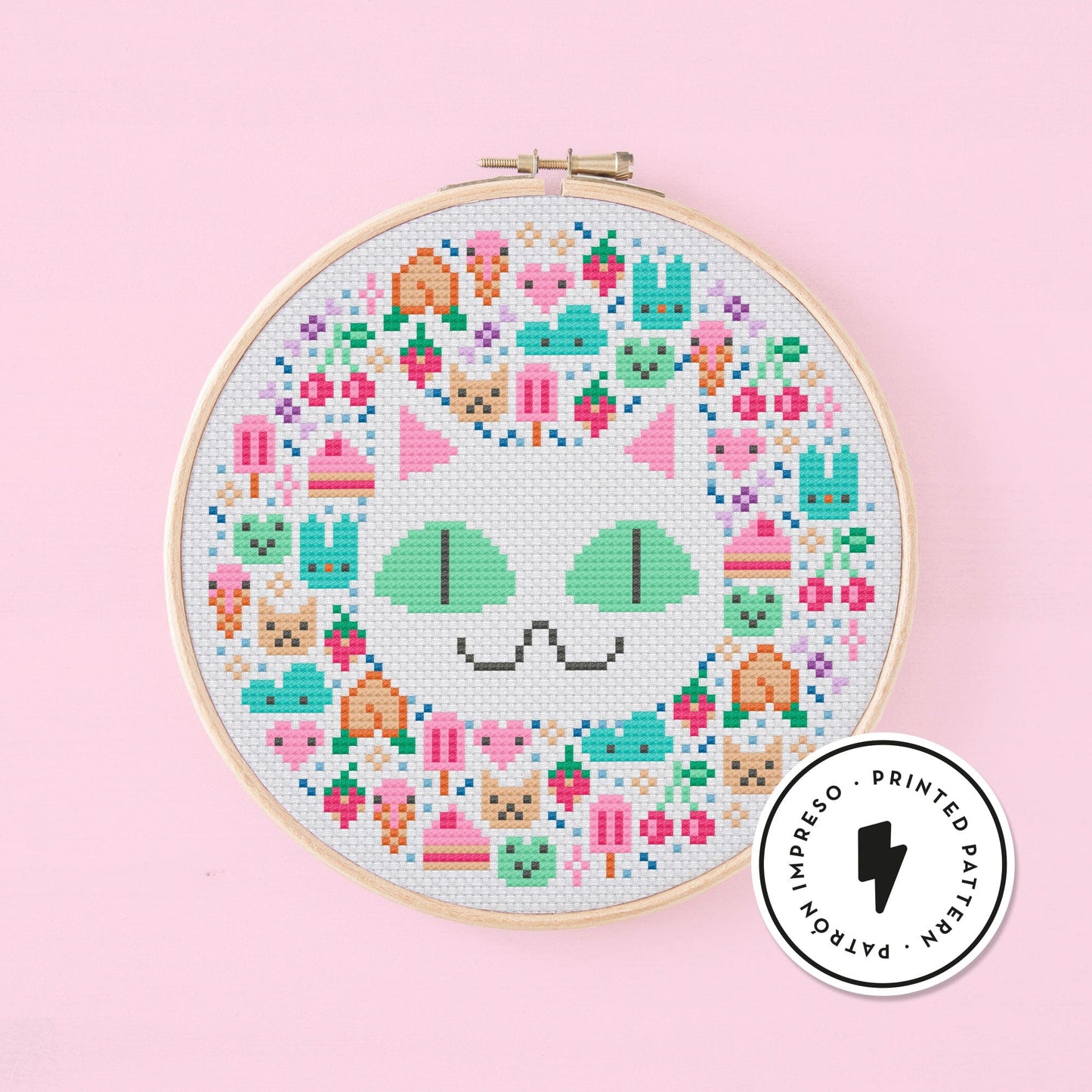 Kawaii Cat - Printed cross stitch pattern