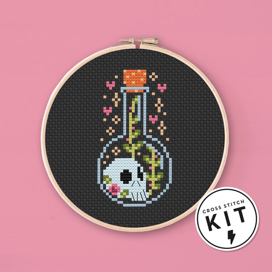 Kit de Punto de Cruz - Botella de Pociones con Calavera