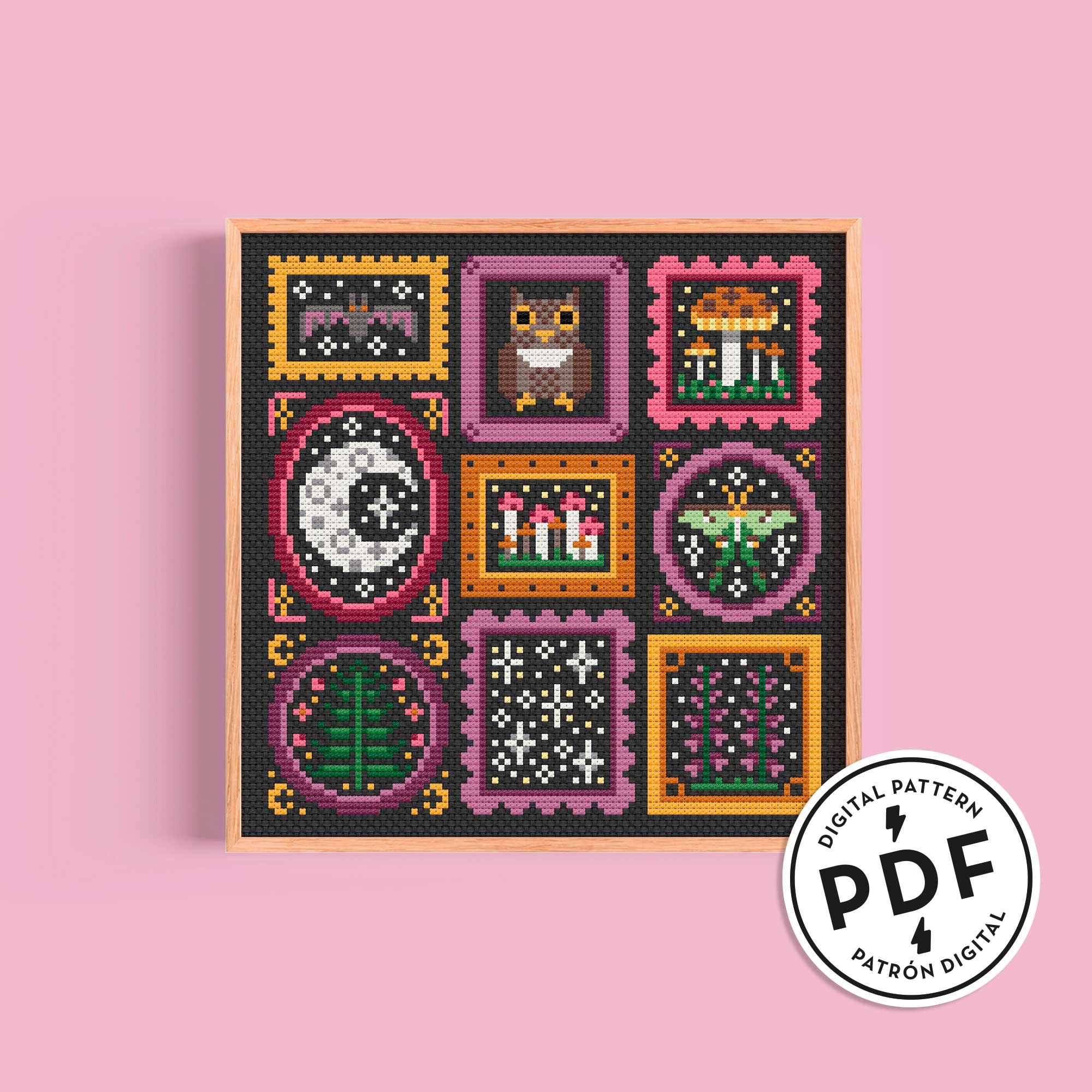 Mini Frames - Night – PDF Cross Stitch Pattern (Digital Download ...