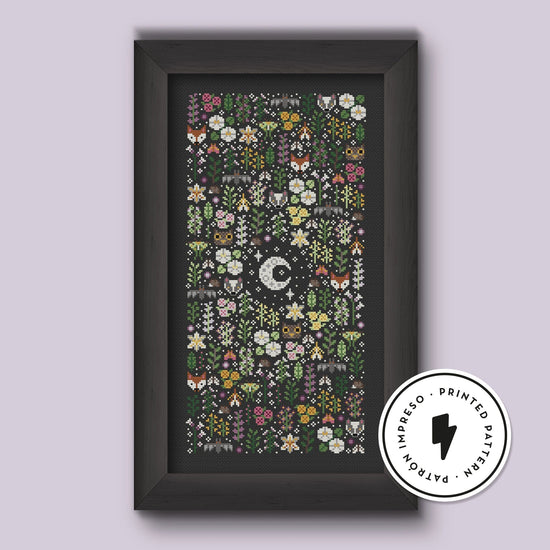 Night garden - Printed cross stitch pattern