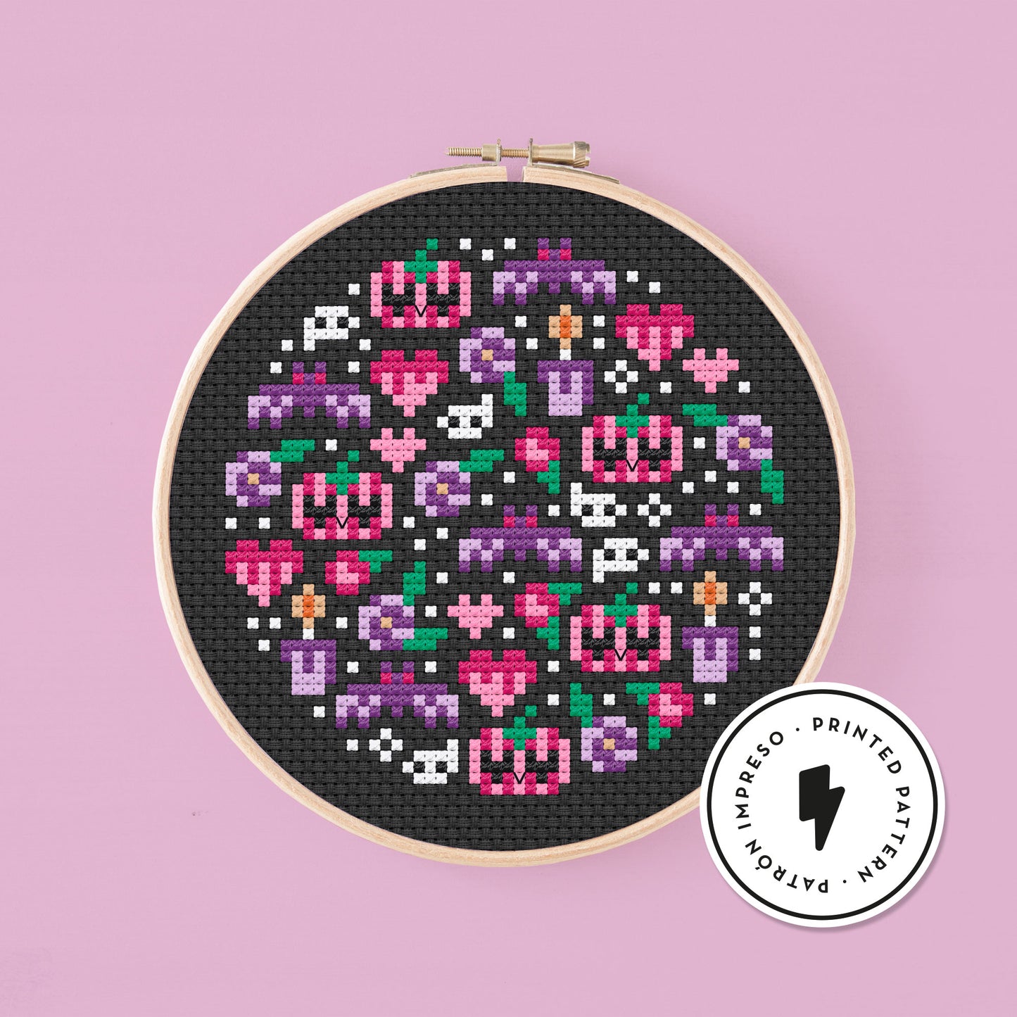 Tiny Valloween Garden - Printed cross stitch pattern