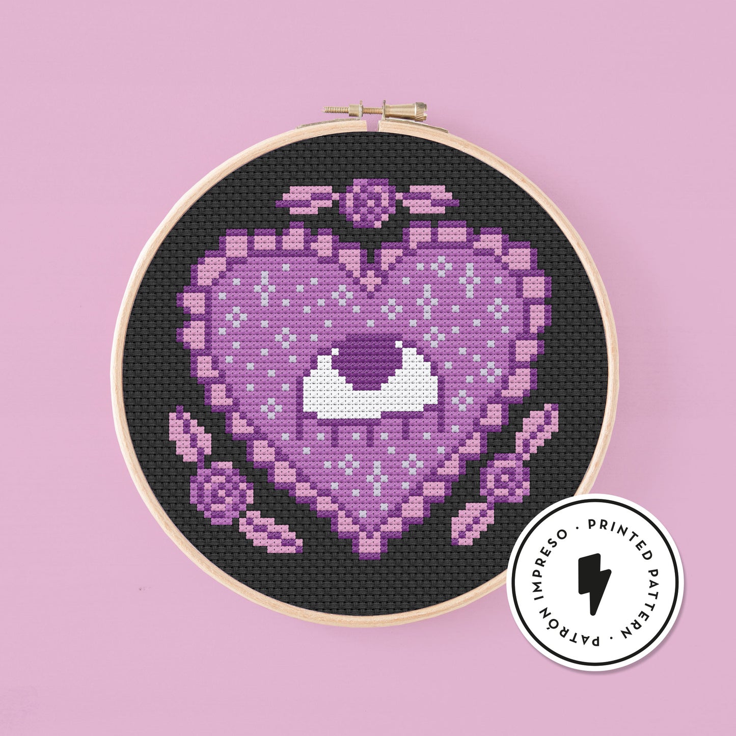 Load image into Gallery viewer, Violet Heart - Valloween - Printed cross stitch pattern
