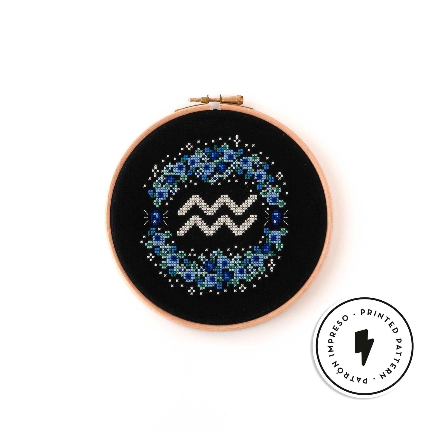 Aquarius - Zodiac Garden - Printed cross stitch pattern