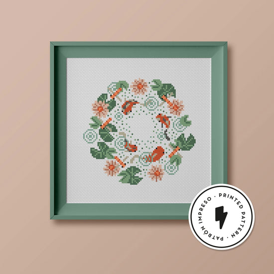 Koi Fish Pond - Printed cross stitch pattern