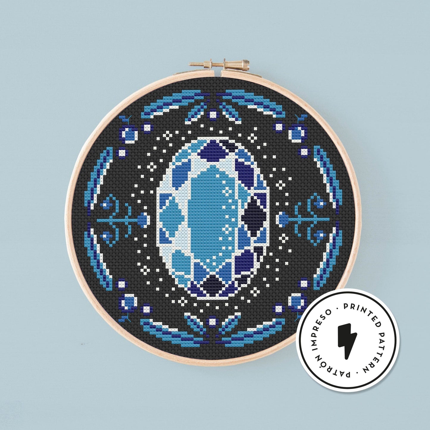 Gems - Oval - Printed cross stitch pattern