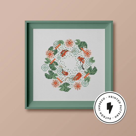 Load image into Gallery viewer, Koi Fish Pond - Printed cross stitch pattern
