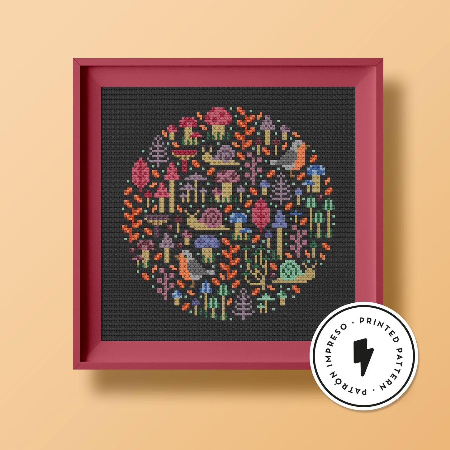 Mini Fungi Garden - Printed cross stitch pattern