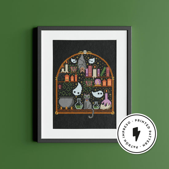 Load image into Gallery viewer, Witchy Desk - Printed cross stitch pattern
